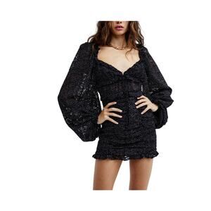 For Love & Lemons 'Lelia' Black Poly Mini Dress Size S